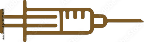 Brown Syringe Silhouette on White Background medical