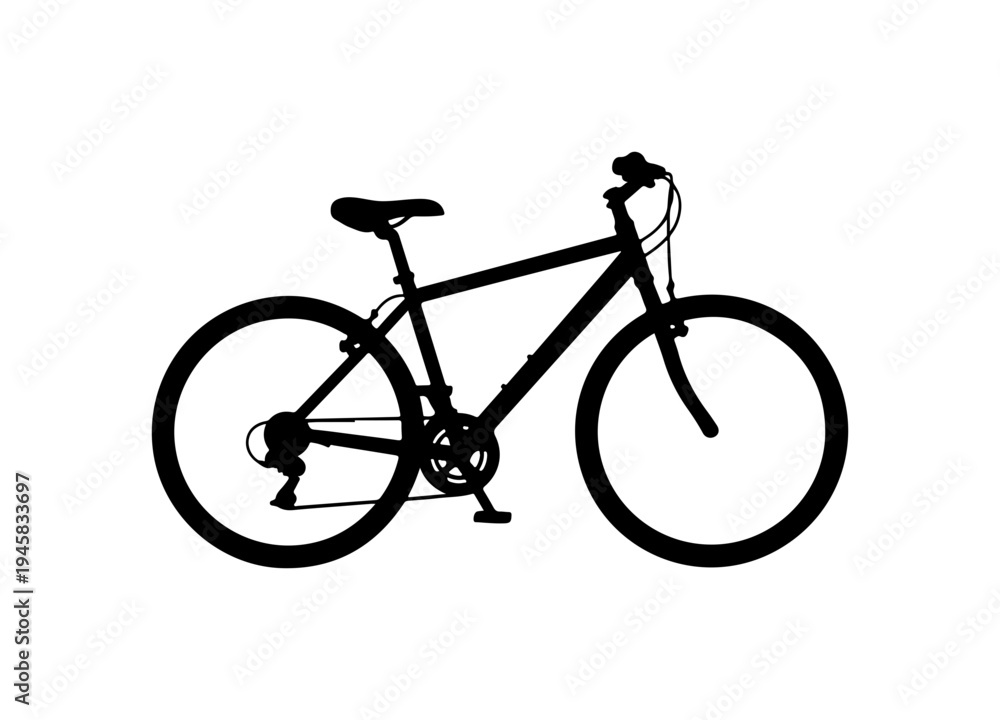 Fototapeta premium Vector bicycle icon, black silhouette on white background