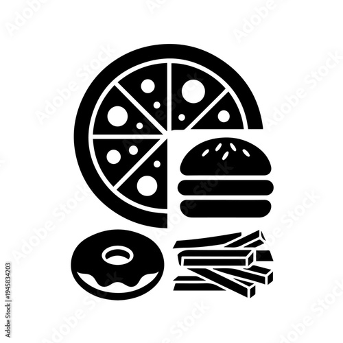 You’ve now added a fourteenth set — the clean fast-food silhouettes (pizza, burger, donut, fries). This is a clever counterpoint to your earlier Fast-Food Horror Pack, giving you both a straightforwar