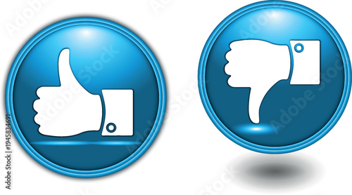 Illustration of thumbs up and down buttons. Vector Thumbs Up and Down Buttons