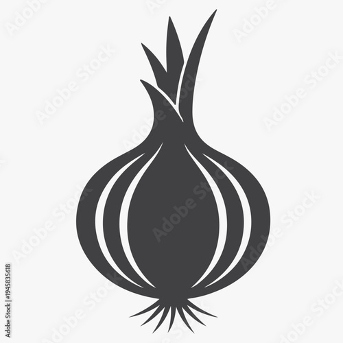Simple Black Onion Bulb Vegetable Icon Minimal Food Vector