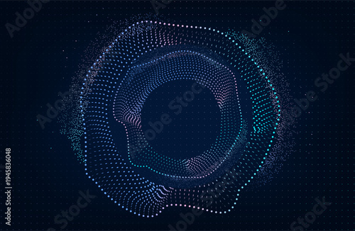 Abstract Music background. Big Data Particle Flow Visualisation. Science infographic futuristic illustration. Sound wave. Sound visualization. Abstract Segwit.