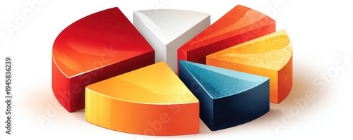 3D pie chart infographic with colorful segments for business data visualization and presentation