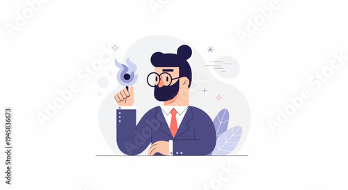 Bearded man in suit holds a lit match, symbolizing ideas and innovation