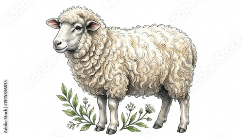 Fluffy White Sheep in the Field