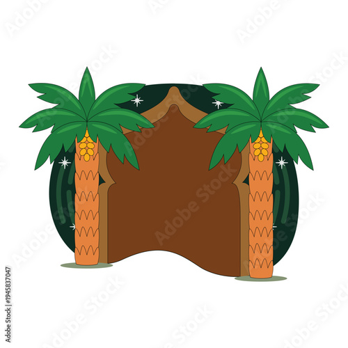 Desert Archway with Palm Trees and Dates Illustration
