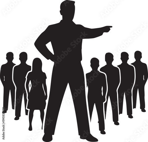 Set of 8 black silhouettes of people vector