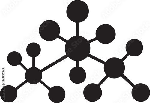 Black molecular structure vector icon