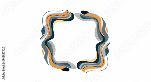 Abstract wavy border with muted earth tones on a white background
