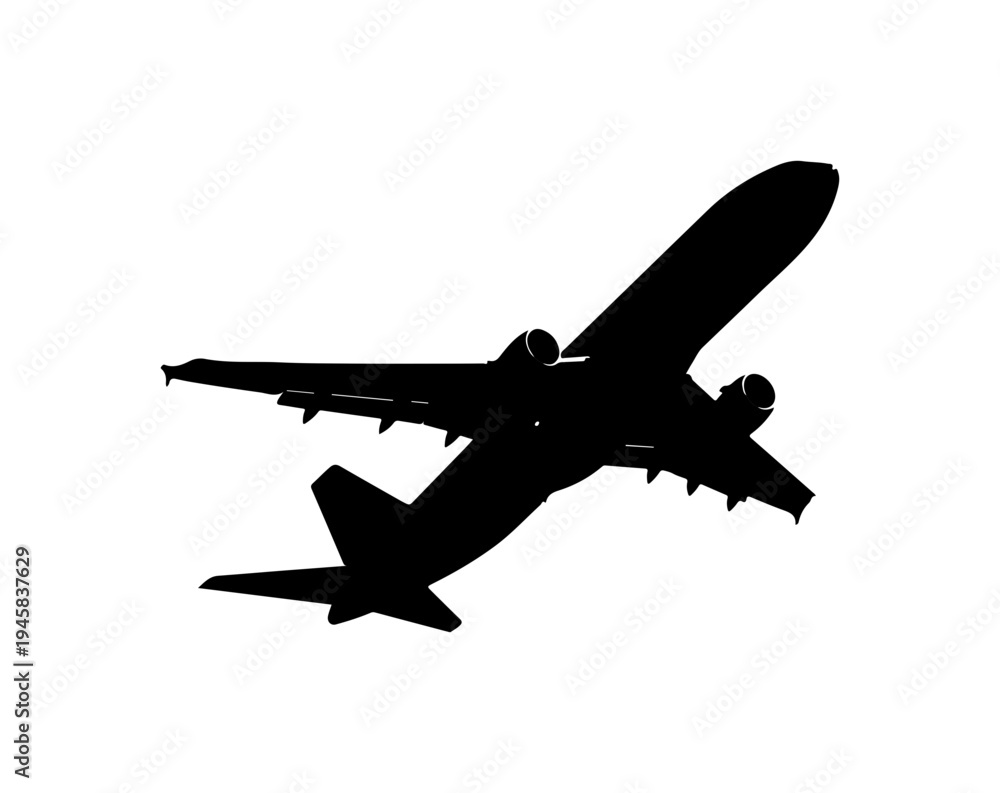 Obraz premium Black airplane silhouette vector