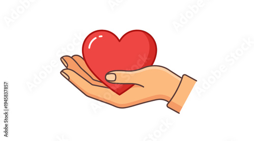 vector of heart in hand