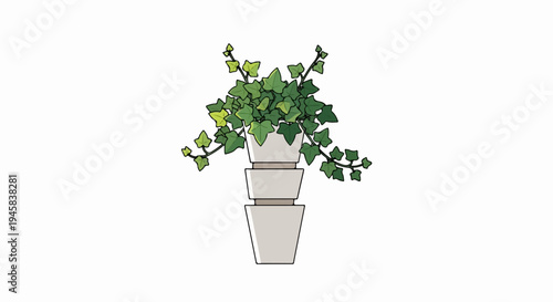 Potted ivy plant with cascading vines in stacked planters