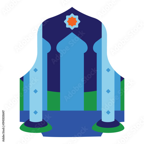 Colorful Islamic Archway Flat Illustration