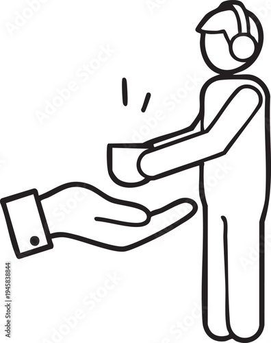 Vector icon of person receiving a cup from another hand