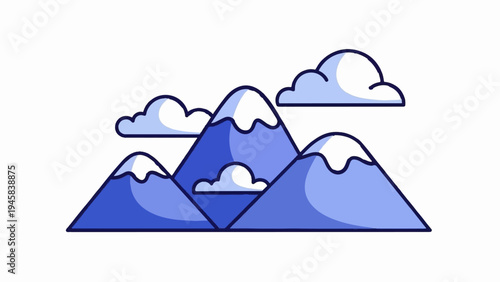 Blue peaks under fluffy clouds, a simple mountainous vista