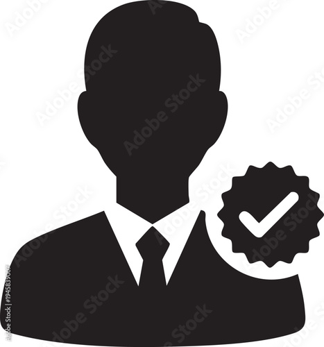 Vector icon of businessman with verified checkmark