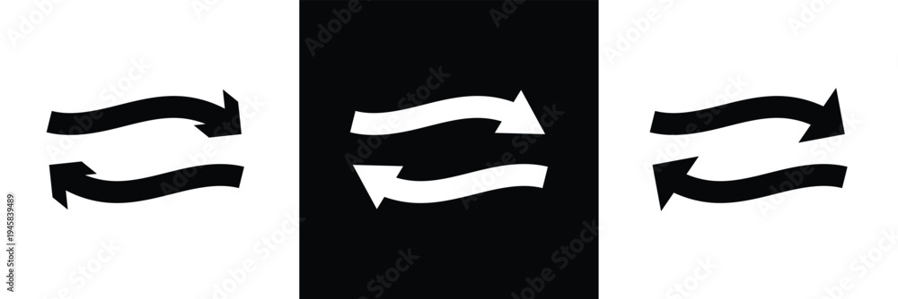 Obraz premium Arrows data transfer icons set, exchange arrow icons. swap icon with two arrows. editable stroke. isolated on white and black background vector illustration. EPS 10 .