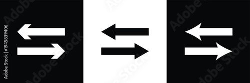 Arrows data transfer icons set, exchange arrow icons. swap icon with two arrows. editable stroke. isolated on white and black background vector illustration. EPS 10 .