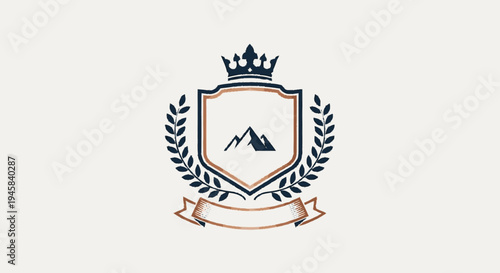 Mountain Crest Emblem with Crown and Laurel.