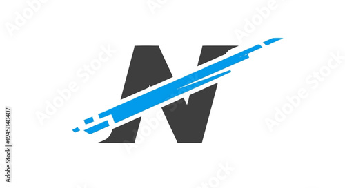 Pencil Drawing Letter N on White.