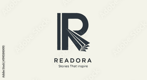 Readora Logo with Stylized Letter R.