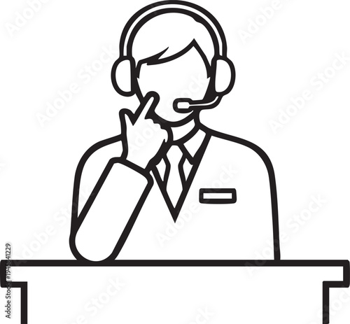 Vector illustration of a customer service representative wearing a headset