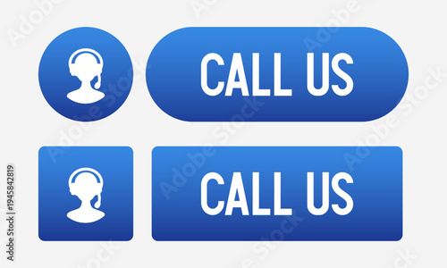 Call us buttons. Vector blue icons isolated on white background.