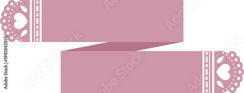 ハートレースのリボン　ピンク