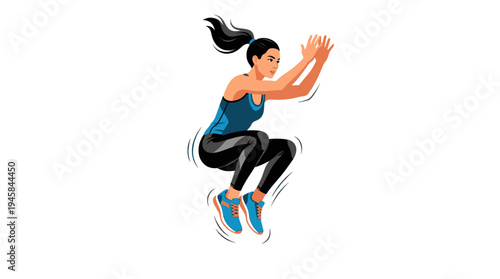 young woman jumping