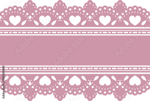 ハートレースのリボン　ピンク