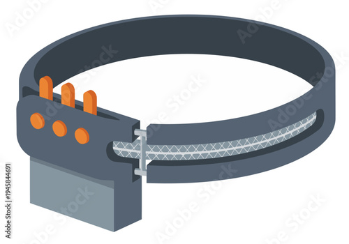 Detailed illustration of a GPS strap antenna structure. Modern, clean design with orange accents. Perfect for tech, navigation, or mapping visuals.