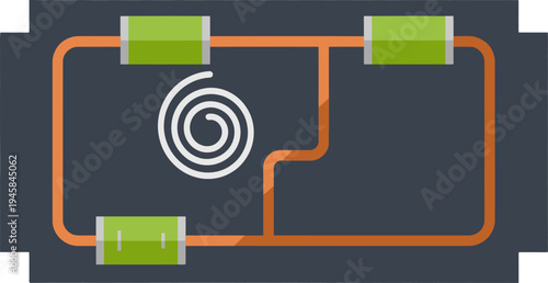 Illustrative circuit diagram of a PET fence collar. Clean, modern design on a textured background. Ideal for tech, pet, or electronics visuals.