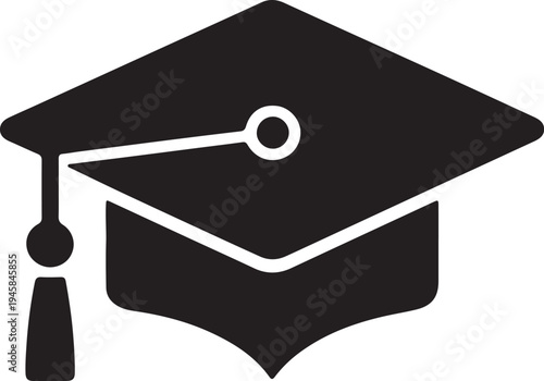 Black graduation cap with tassel icon representing academic achievement and education