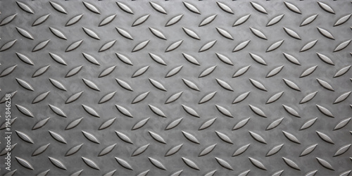 Seamless industrial diamond plate texture featuring a metallic silver steel surface for a rugged grey aluminum construction background sheet