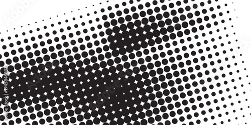 Halftone wavy texture background. Dotted gritty sand noise wallpaper. Black grunge pop art wave gradient overlay. Weathered pixelated raster halfton comic backdrop.