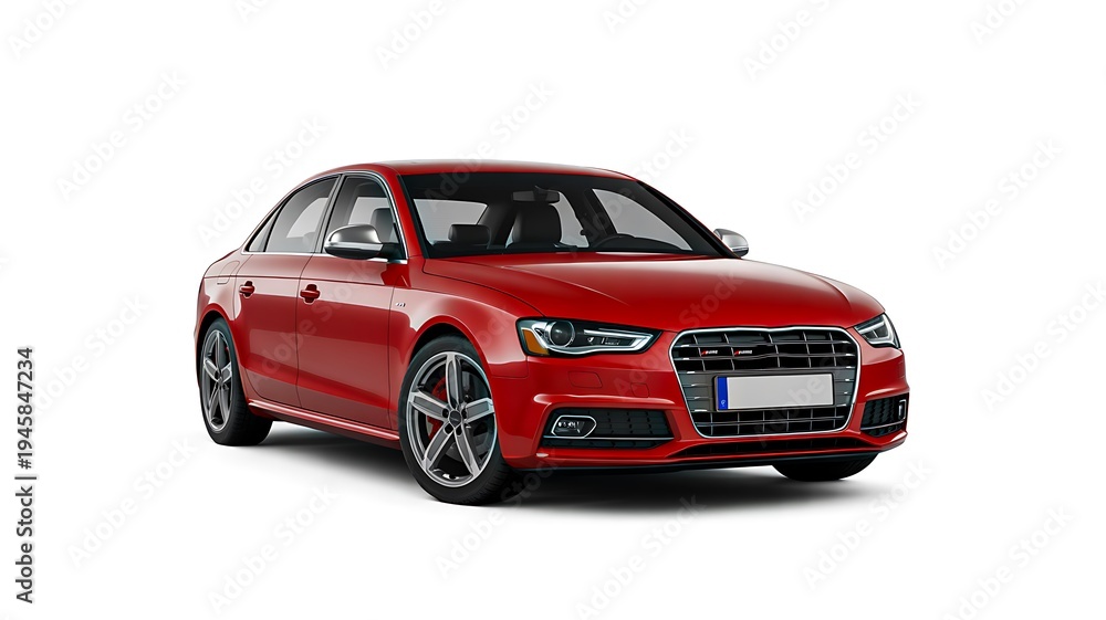 Naklejka premium Modern red luxury sedan car isolated on white background