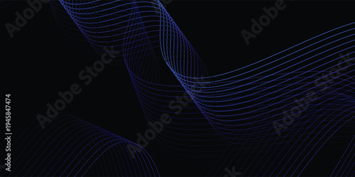 Neon sound wave on black background. Abstract flowing wavy dot lines design for ai concept, eq equalizer, audio record, voice assistant.