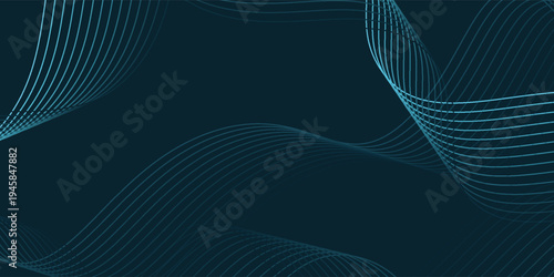 Glowing blue wavy lines on abstract technology dark blue background. vector illustration eps10