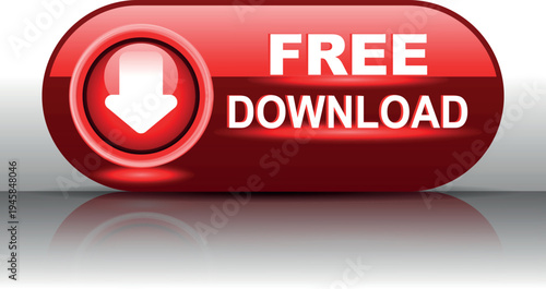 download button for internet website use. Blue Download icon on isolated white background with shadow.