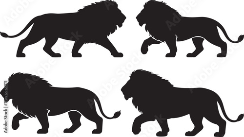 Lion Silhouette Vector Illustration black and white