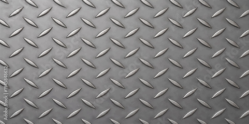 Rough industrial silver diamond plate texture featuring a seamless metallic steel pattern on a grey aluminum surface for construction material design