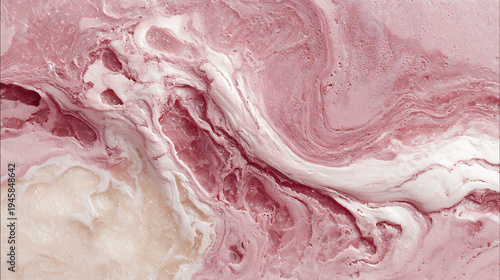 Abstract Pink and White Fluid Art Background Texture with Swirling Marble Patterns