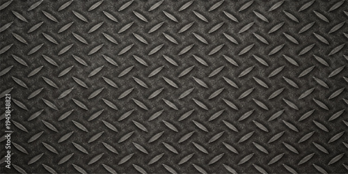 Industrial seamless diamond plate metal texture featuring a gray metallic steel pattern surface for construction and wallpaper material