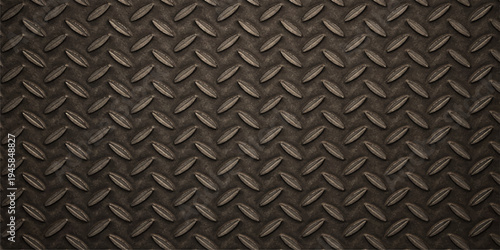 A dark seamless industrial metal texture background featuring a textured diamond plate pattern on a rough silver aluminum surface creates a gritty grey metallic sheet material wallpaper