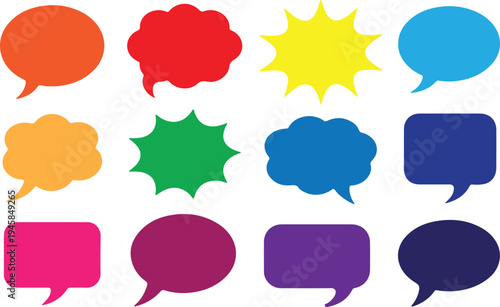 Comic Speech Bubble Set Vector Collection Cartoon Talk Icons Pack