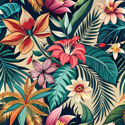 Tropical Floral Seamless Pattern