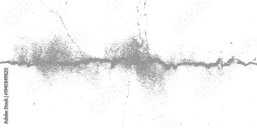 Grey dust particles and cracks on a white textured background