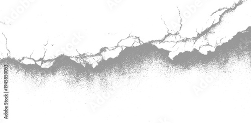 Abstract grey textured pattern resembling cracked earth or dry riverbed on white background