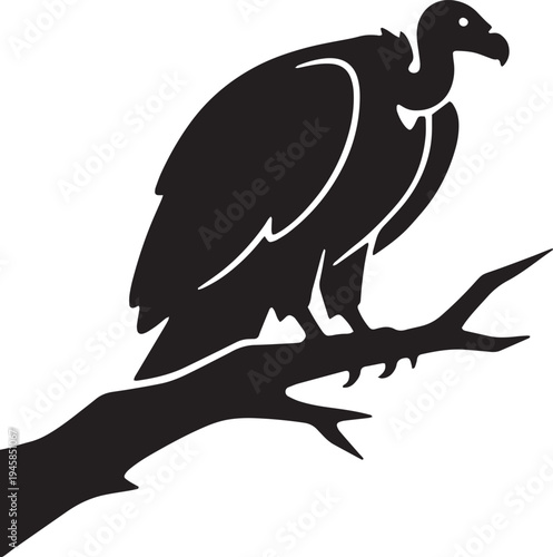 kite sitting on tree branch vector silhouette
