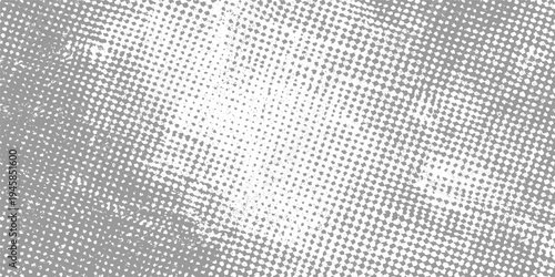 Grayscale halftone pattern with scattered dots and textured overlay white